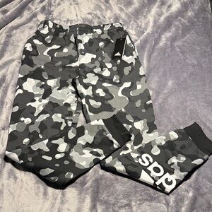 Adidas Kids Camo Joggers - Black and Gray New 14/16
